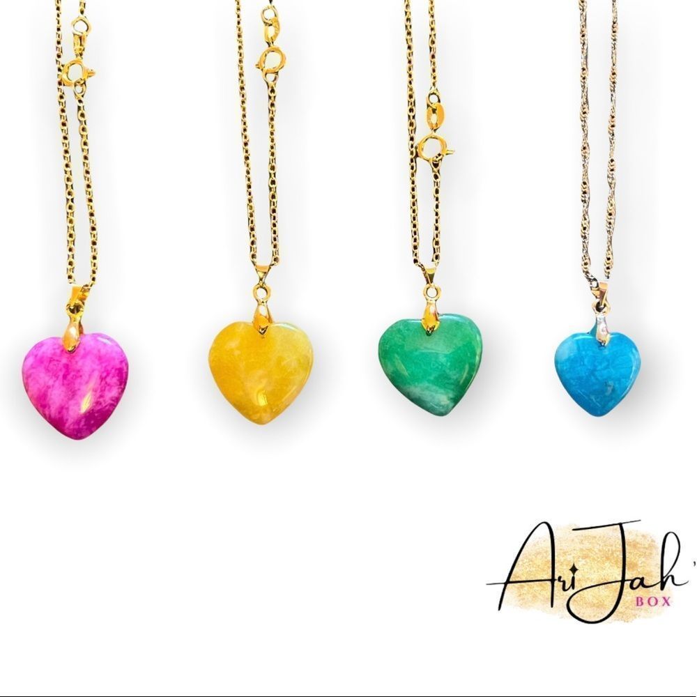 Gold Jade Heart Pendant Necklace